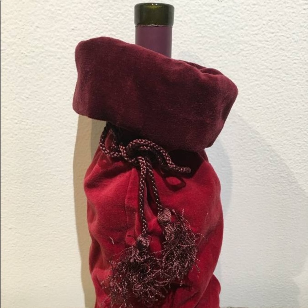 Pottery Barn Red Velvet Wine Gift Bag